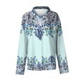 thumbnail image 4 of Feminine Floral Button-Up Blouse, Breezy Long Sleeve Shirt with Roll-Cuff Design & Lightweight Fabric for Spring Collections,Sky Blue M, 4 of 5