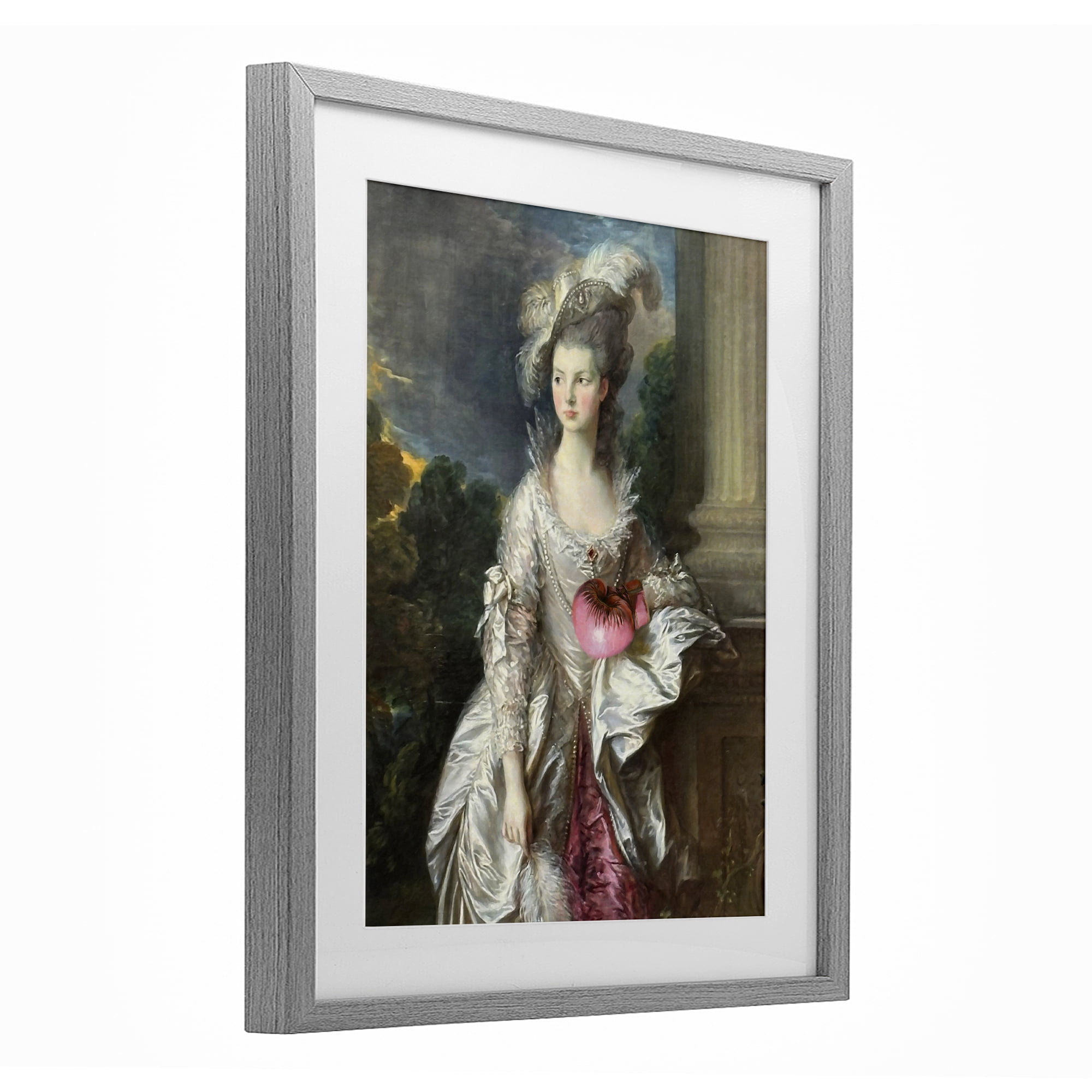 Stupell Industries Historical Lady with Boxing Glove Gray Framed Print Under Glass, design by Grotto Studios