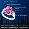 thumbnail image 2 of Gem Stone King 9.34 Cttw Pink Created Sapphire 3-Stone Ring for Women | 925 Sterling Silver | Round 12MM | Trillion 5MM (Size 7), 2 of 4