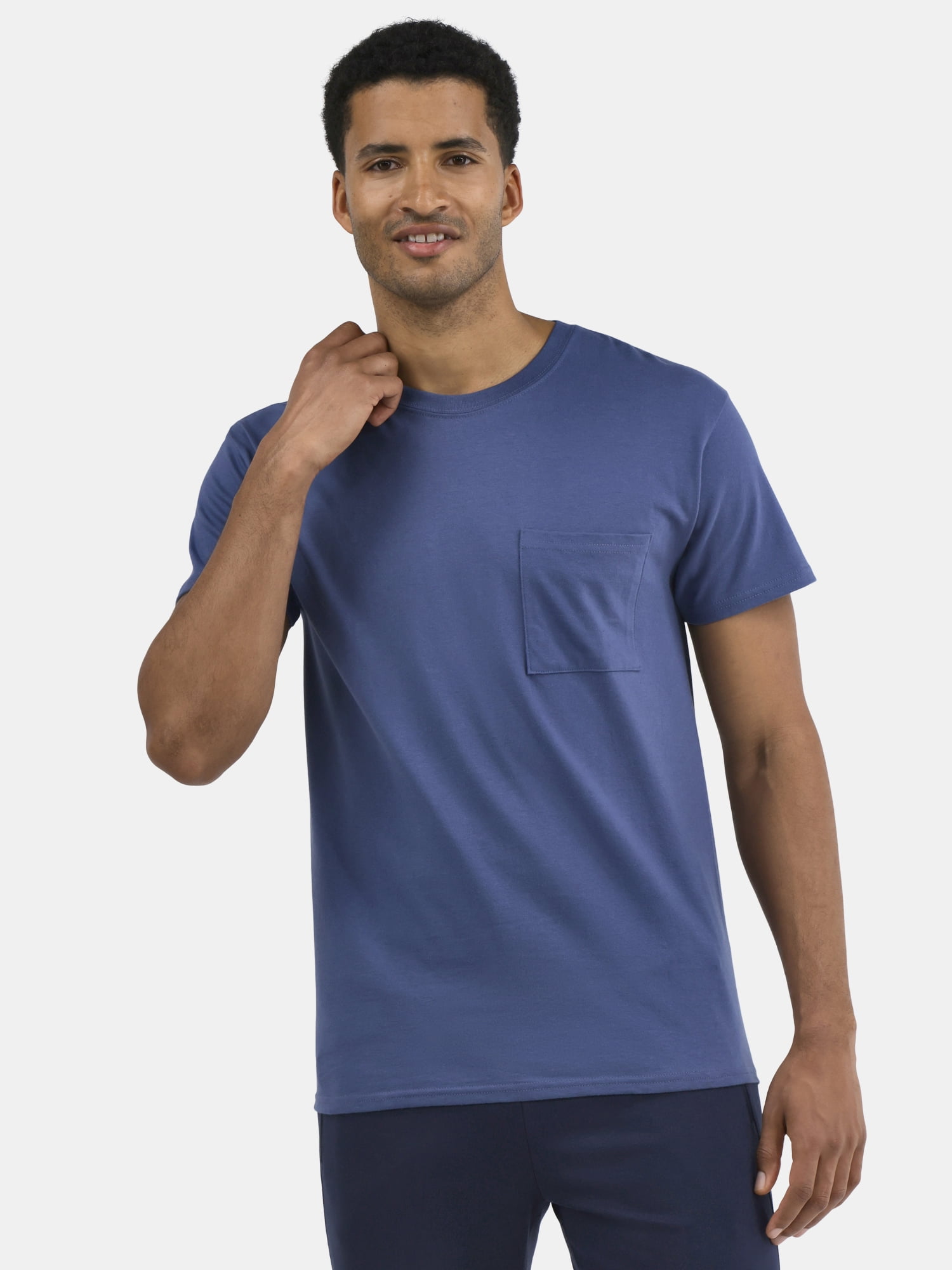 Athletic Works Men's and Big Men's Cotton Pocket Tee, 4-Pack, Sizes XS-5XL