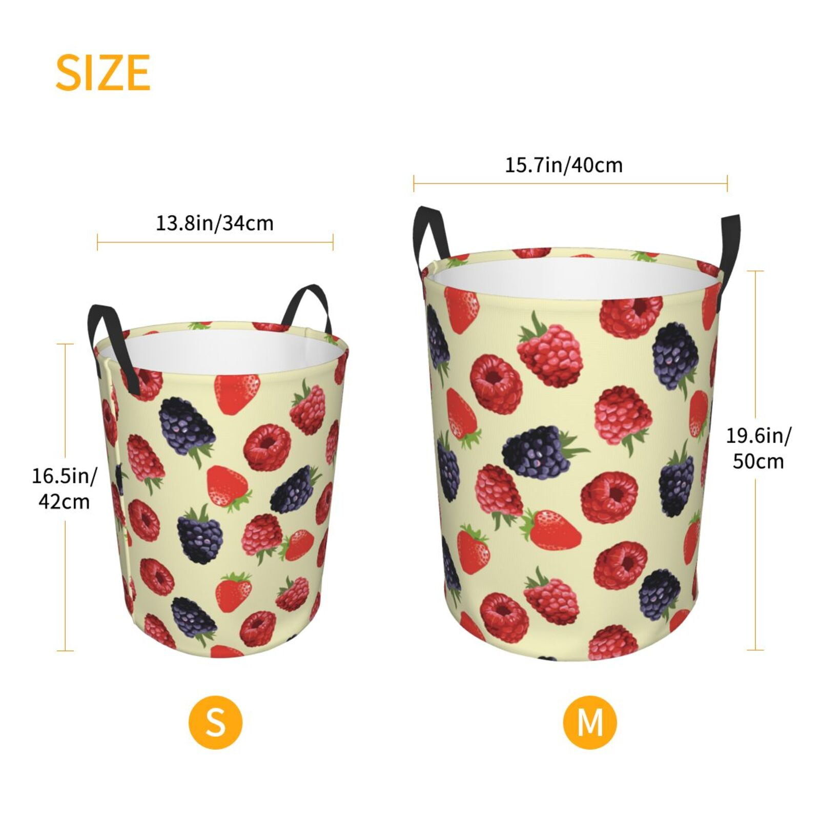 Large Laundry Basket with Handles - red berry blue Kids Baby Dirty Clothes Laundry Hamper for Bedroom Aesthetic