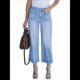 thumbnail image 1 of Pantalones Vaqueros de Cintura Alta, Acampanados y de Pierna para Mujer, Modernos, Elásticos, Holgados y con Bolsillos de Azul XXL, 1 of 10
