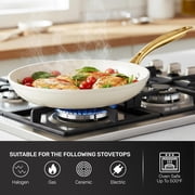 Gotham Steel 15 Pc Pots and Pans Set Non Stick Ceramic Cookware Set Non Stick, Elegant Pot and Pan Set with Gold Handle Finish, non stick pots and pan set with Utensils and Steamer, Cream/Gold