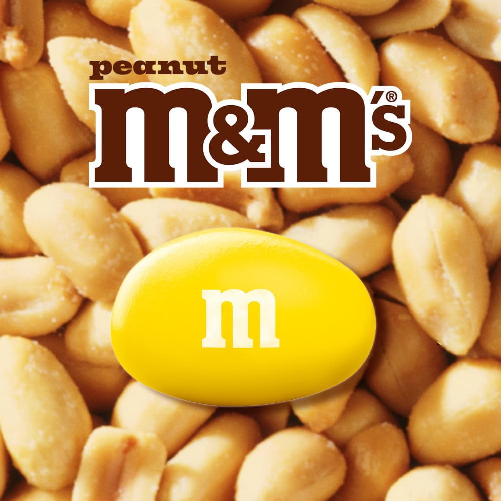 M&M’S Peanut Candy Jars, Assorted MDA05&nbsp;Chocolate Candies, Party Size Bulk, Movie Night Treats, Bulk Chocolate Candy, Buffet Chocolates, Resealable and Recyclable, 23 Oz Each, Pack of 2