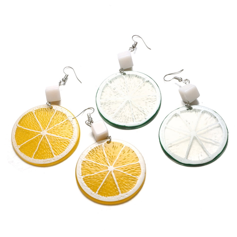 LEMON Citrus Earrings resin-soaked