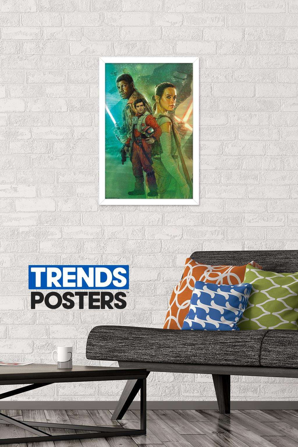 Star Wars: The Force Awakens - Celebration Mural Wall Poster, 14.725" x 22.375", Framed
