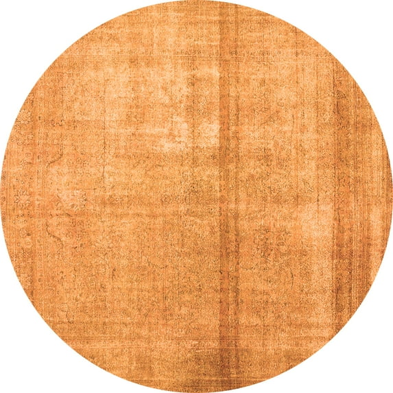Ahgly Company Indoor Round Abstract Orange Contemporary Area Rugs, 7' Round