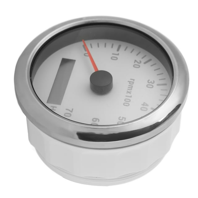 Pointer Tachometer, 7 Color Backlight Tacho Meter 85mm 9-32V DC Weatherproof For Yachts For Cars White,Black