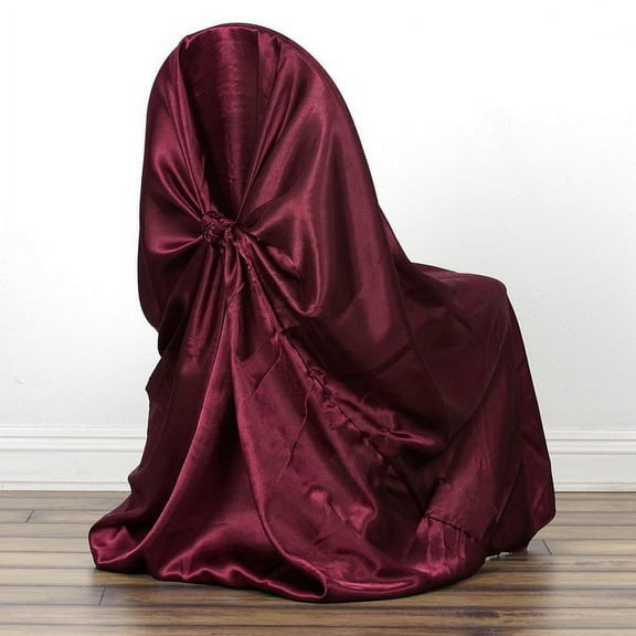 Balsa Circle 12 Burgundy Universal Solid Satin Chair Covers Slipcovers Wedding Decorations