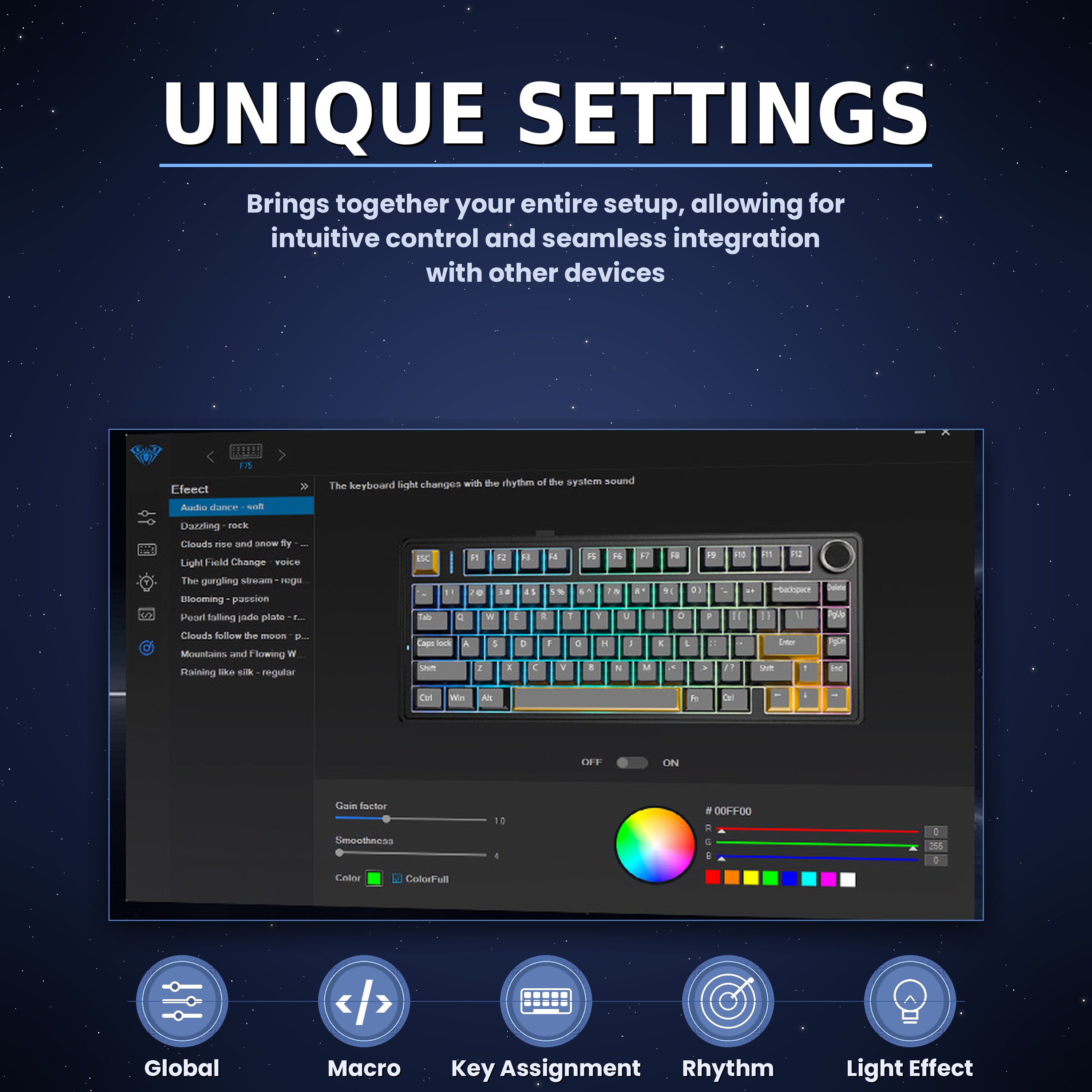 Aula F75 Wireless Gaming Keyboard, 75%, Mechanical RGB photo 8