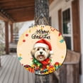 thumbnail image 3 of Merry Christmas Santa Havanese Scarf Twinkling Lights Xmas Holiday Round Wood Sign Havanese Dog Lover Gifts Idea Hanging Wall Home Decor - 00022, 3 of 5