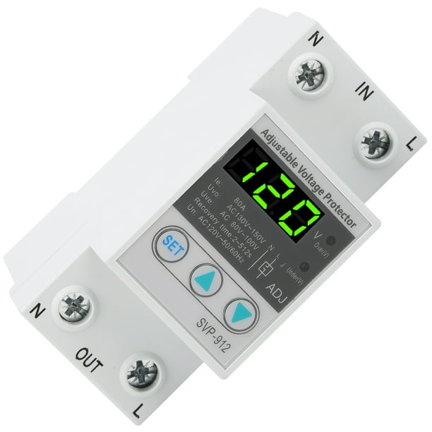 Interruptor de protección de voltaje, SVP912 120 V CA, protector de corriente de voltaje de recuperación automática ajustable, interruptor de voltaje ajustable, claridad notable