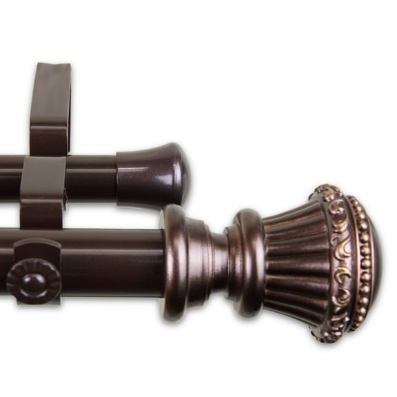 Contemporary Home Living 90" Bronze Multi Designed Double Curtain Rod