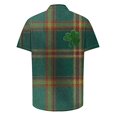 thumbnail image 3 of Blusa y camisa de manga corta con cuello vuelto para hombre, blusa de moda para el Día de San Patricio con estampado de manga corta y solapa., 3 of 4