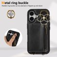 thumbnail image 5 of Allytechgroup Stylish iPhone 16 Wallet Case, Premium Phone Case for iPhone 16 with Card Holder Zipper Pocket Hand Wrist Shockproof Stand Cover for Women Men, Black, 5 of 6