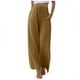 thumbnail image 1 of Pantalones palazzo de lino de cintura alta y pierna ancha - Pantalones de playa fluidos con cordón y bolsillos, tallas S-XXXL, 1 of 6