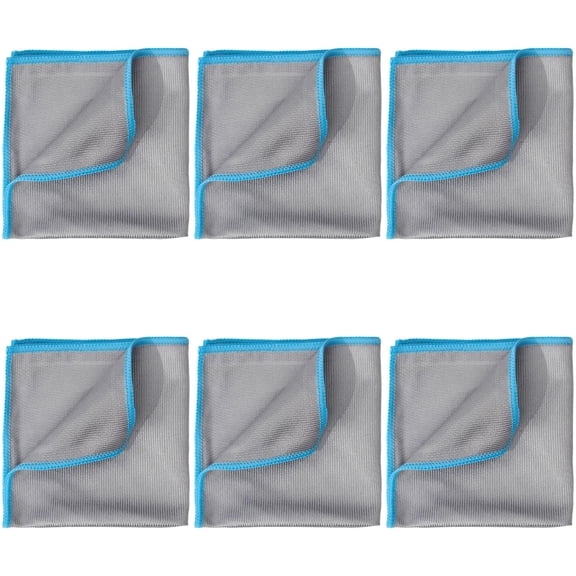6 Pcs Sky Blue Microfiber Cleaning Cloths, 11.8 x 11.8 in Reusable Lint-Free Glass Polishing Towels for Streak-Free windows, Mirrors, Kitchen, Household Cleaning