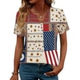 thumbnail image 2 of LWavelet Fourth of July Shirts for Women Short Sleeve Tops V-Neck Casual Patriotic Fireworks Star Graphic Tee Multicolor 2XL, 2 of 7