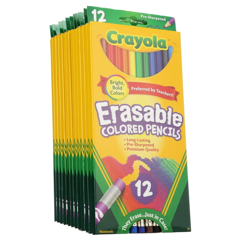 Crayola Erasable Colored Pencils, 12 Non-Toxic, Pre-Sharpened, Kids 4 & Up