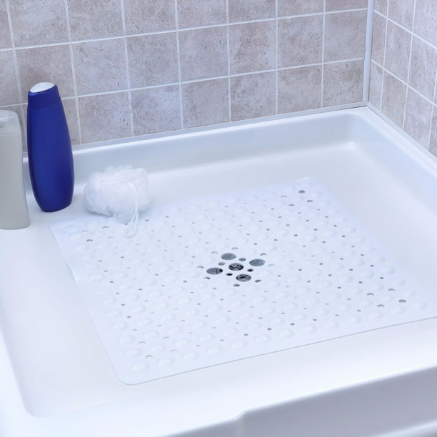 Large Non Slip Shower Mat with Drain Holes Square Shower Mat