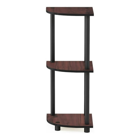 Pemberly Row Turn-N-Tube Wood 3-Tier Corner Display Rack in Dark Cherry/Black