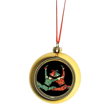 Jester Trees - Jesters with Wine Bottles - Gold Bauble Christmas Ornament Ball Tree Decor