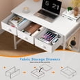 thumbnail image 3 of Satifur White Writing Desk with Drawers & Hooks, 40" Computer Desk with 3 Fabric Drawers for Bedroom, Home Office, 3 of 8