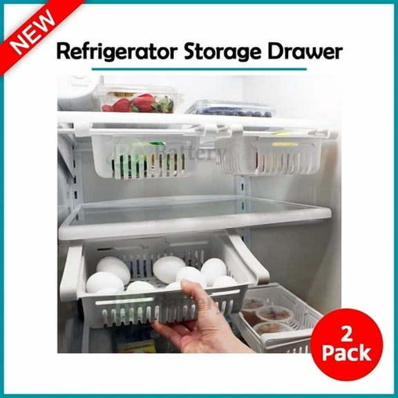 2X Refrigerator Fridge Food Egg Storage Box Rack Drawer Shelf Kitchen Organizer