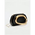 thumbnail image 5 of Women's Black Clutch Purse with Gold Ring Handle Elegant Evening Handbag, 5 of 10