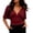 *Wine, variant on ClodeEU Women's Deep V Neck Batwing Short Sleeve Ruched Waist Crop Knit Top,Casual Fitted Wrap Front Blouse Black,Women's Plus L