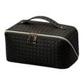 thumbnail image 1 of Bolsa de viaje para cosméticos de gran capacidad, bolsa de maquillaje, bolsa organizadora de maquillaje de cuero PU portátil e impermeable, 1 of 5
