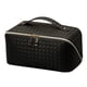 thumbnail image 1 of Bolsa de viaje para cosméticos para mujer, bolsa de maquillaje plana que se abre, bolsa de cuero para cosméticos, impermeable, bolsa de viaje multifuncional para artículos de tocador, 1 of 5