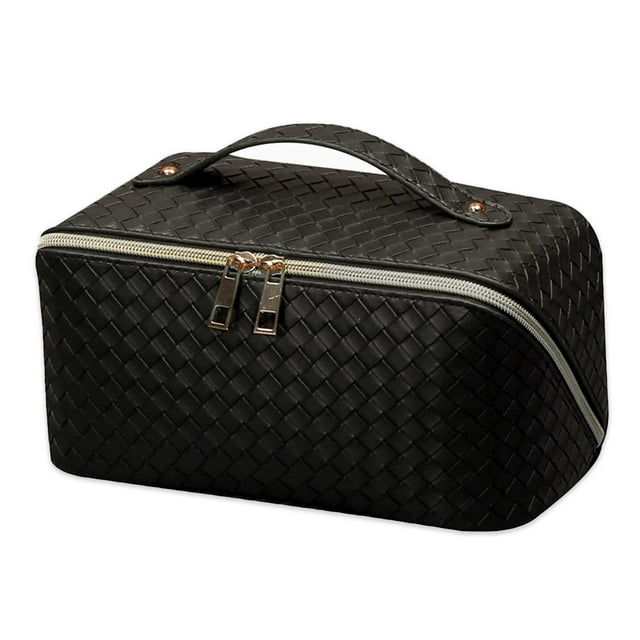Bolsa de viaje para cosméticos de gran capacidad, bolsa de maquillaje, bolsa organizadora de maquillaje de cuero PU portátil e impermeable