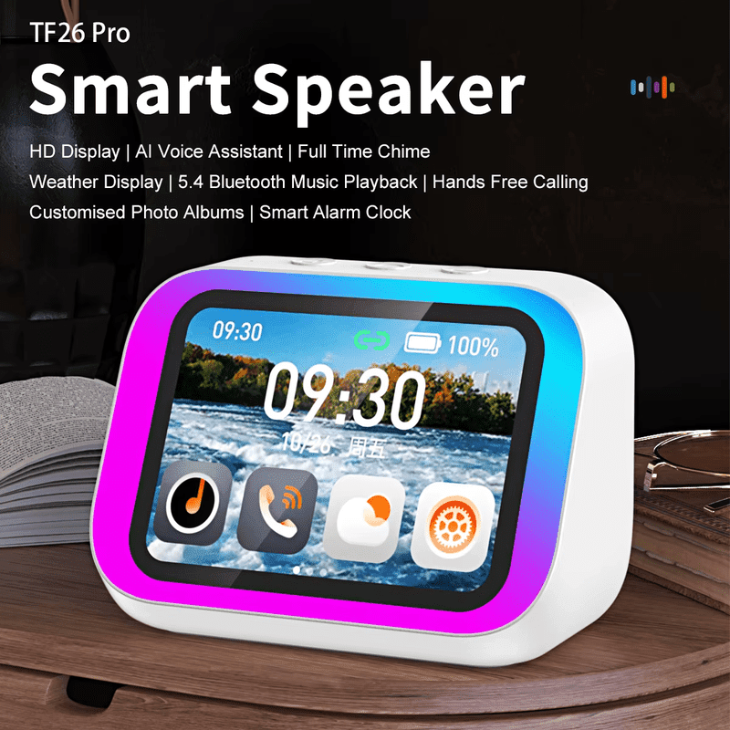 AI Smart Bluetooth 5.4 Speaker with Voice Assistant and HD Touch Screen Display, Portable Electronic Audio Speaker