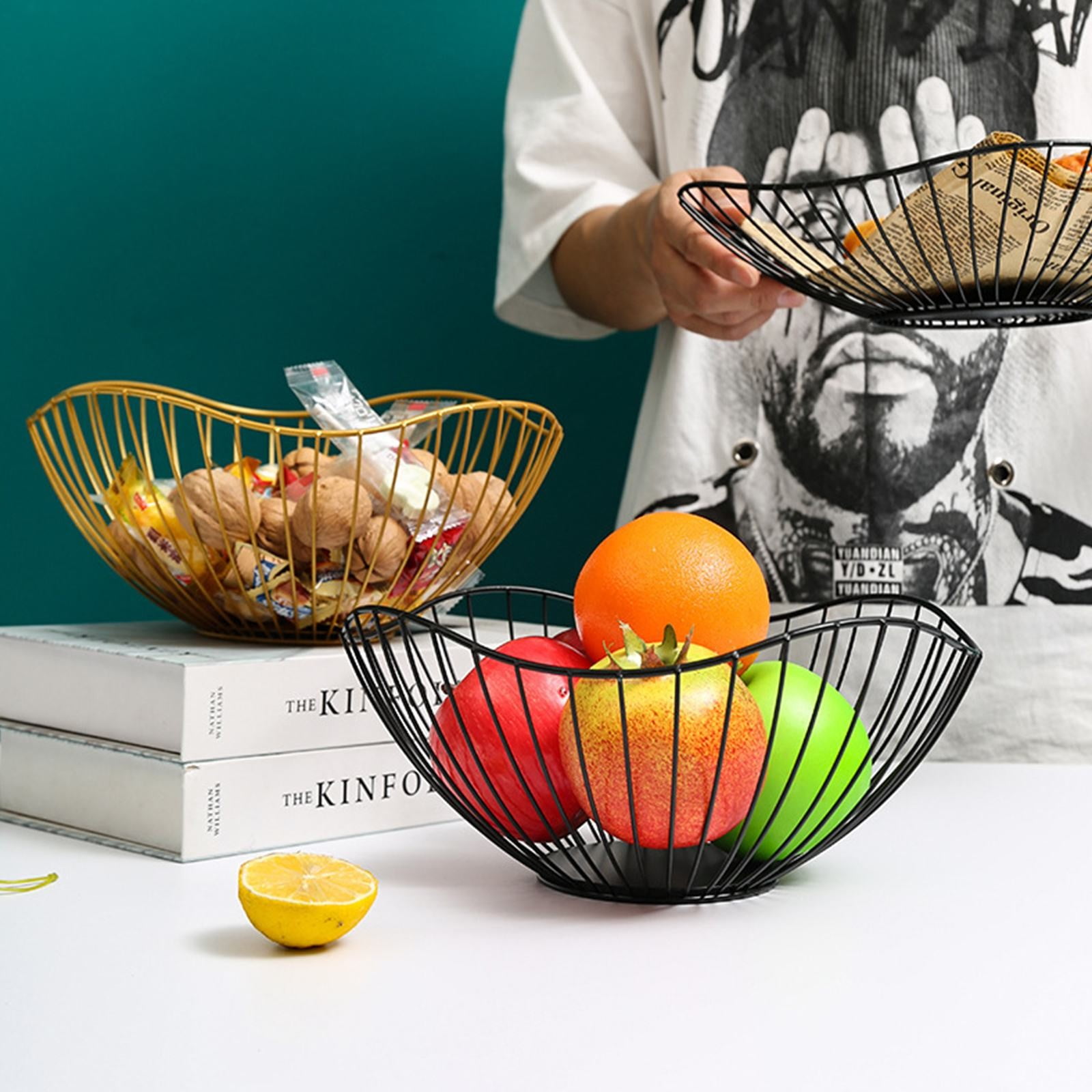 Bol à Fruits Doré Style Temple – Alliage, Diamètre 17,8 Cm | Décoration Rétro, Offrande, Service à Fruits élégant - 8