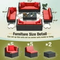 thumbnail image 4 of Homall 12 Pieces Rattan Patio Furniture Conversation Set Outdoor Sectional Sofa for Backyard,Red, 4 of 10
