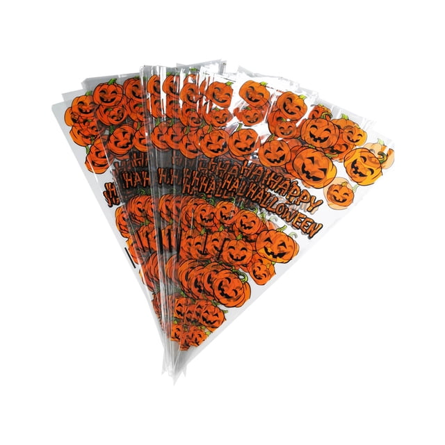 100 Uds bolsas de dulces Navidad DIY cono bolsa Halloween calabaza fiesta decoración palomitas helado galletas Chocolates almacenamiento cono Kits de decoración para fiestas Cabeza de calabaza Inteprter HA000099-01B