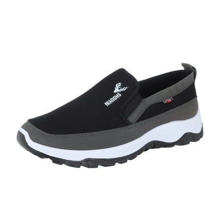 

Fashion Spring And Summer Men Sports Shoes Thick Soles Non Slip Comfortable Solid Color Soft Cloth Upper Slip On Casual Style Sneaker Rack for Men Bedroom with Light Mens Sneaker Boots Low Top