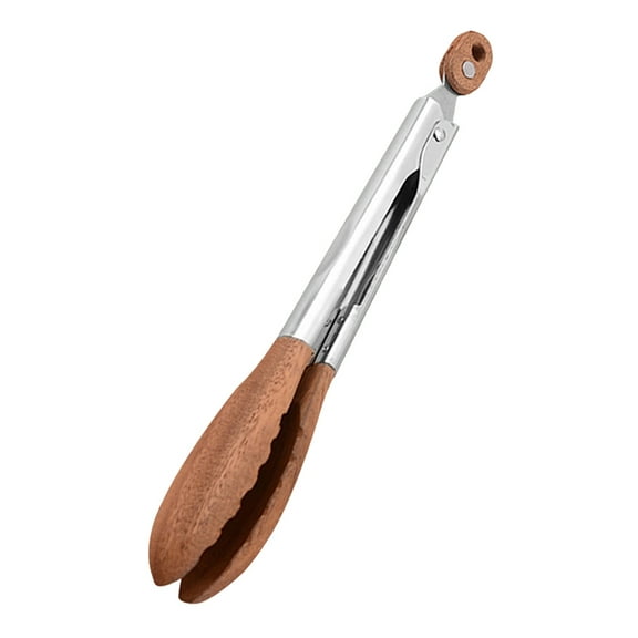 MRLESS Walnut Wooden Kitchen Tongs with Wooden Tips, Serving and Salad Tongs, Buffet and Grilling Tongs for Flipping Burgers