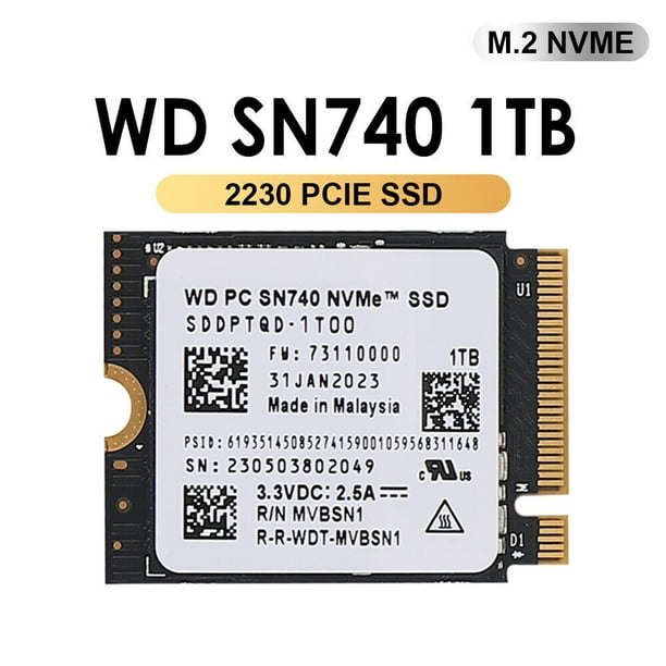 WD PC SN740 1T M.2 2230 SSD NVMe PCIe 4x4 For Microsoft Surface Steam