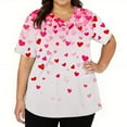 thumbnail image 3 of Dwralegc Valentines Day Tops for Women V Neck T Shirts Love Heart Print Short Sleeve Nursing Comfortable Tee Stretch Workwear Hot Pink 2XL, 3 of 5