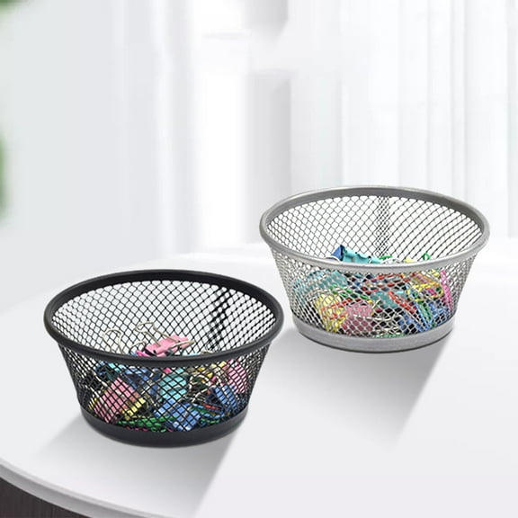 Iron Art Mesh Pen Holder | Large Capacity Transparent Metal Pencil Organizer | Sturdy Non-Slip Stable Desk Storage | Robust Dent-Resistant Cylindrical Container | 11x8x5cm | Black or Gray | 1 Pack