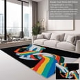 thumbnail image 2 of Sports Ribbon Area Rugs, Sports Ribbon Stripe Carpet, Washable Non Slip Low Pile Soft Rug for Living Room Bedroom Office Decor Mat 4x6ft, 2 of 6