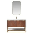 thumbnail image 2 of Mahon 48G" Bath Vanity in N. American Deep Walnut with White Grain Stone &Mirror, 2 of 16