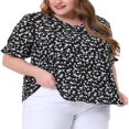 thumbnail image 4 of CHUANK Women‘s Plus Size Summer Floral Ruffle Sleeve Babydoll Blouses, 4 of 5