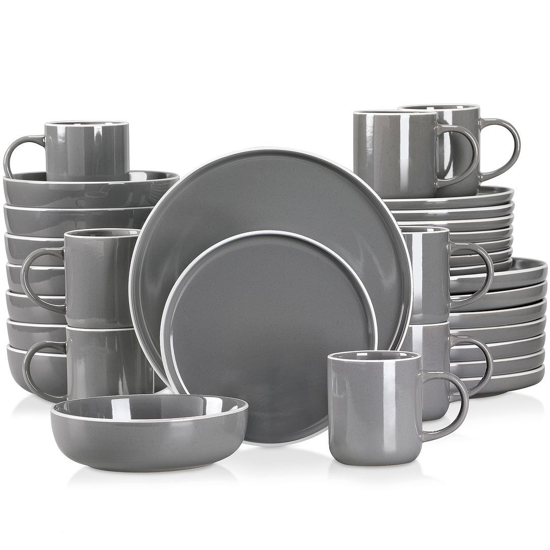 Vancasso, Series SESAM, 32-Piece Stoneware Dinnerware Sets, Light Grey  Dinner Set, Service for 8 