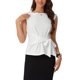 thumbnail image 1 of INSPIRAR CHIC Blusa de trabajo de mujer con cuello barco y mangas cortas, con lazo en la parte delantera, talla XL, blanca, 1 of 6