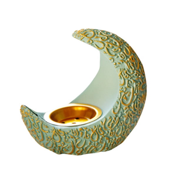Injueey Soporte de varilla de incienso de resina, reemplazo reutilizable, lavable, para el hogar, sala de estar, forma de luna, quemador de fragancia, Artesanía Azul Injueey HA071374-03