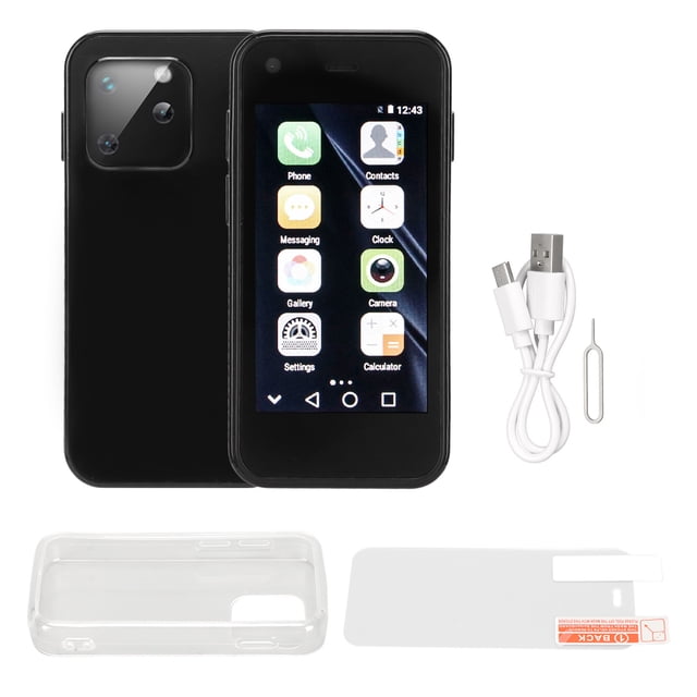 Teléfono inteligente de tamaño mini, pantalla táctil HD de 2,5 pulgadas, liviano, para uso en el trabajo, 1 GB de RAM, 8 GB de ROM, color negro