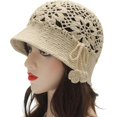 thumbnail image 3 of Women Cotton Bucket Hat Handmade Crochet Knit Floral Summer Bucket Hats, 3 of 5